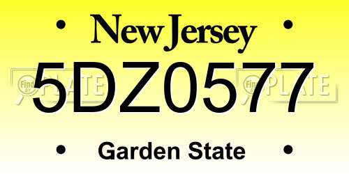5DZ0577 New Jersey License Plate