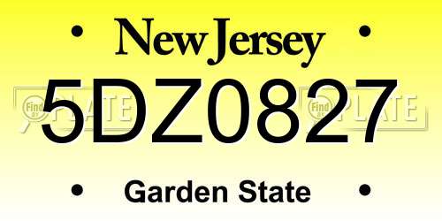 5DZ0827 New Jersey License Plate
