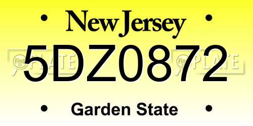 5DZ0872 New Jersey License Plate