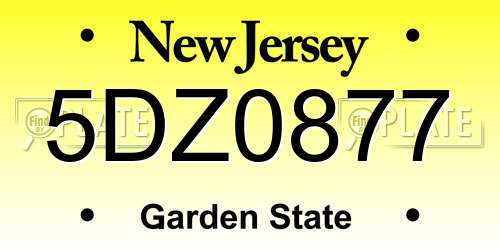 5DZ0877 New Jersey License Plate