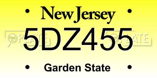 5DZ455 New Jersey License Plate