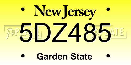 5DZ485 New Jersey License Plate