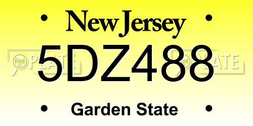5DZ488 New Jersey License Plate