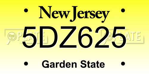 5DZ625 New Jersey License Plate