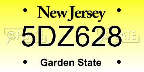 5DZ628 New Jersey License Plate