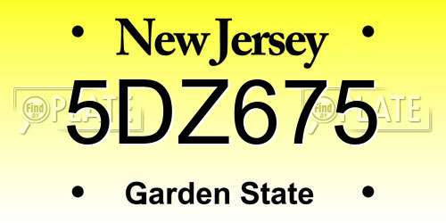 5DZ675 New Jersey License Plate