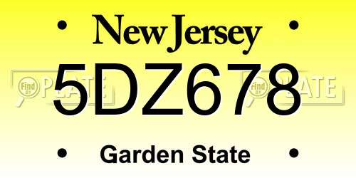 5DZ678 New Jersey License Plate