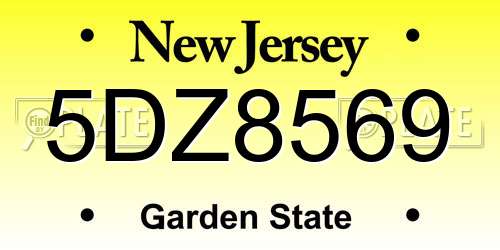 5DZ8569 New Jersey License Plate