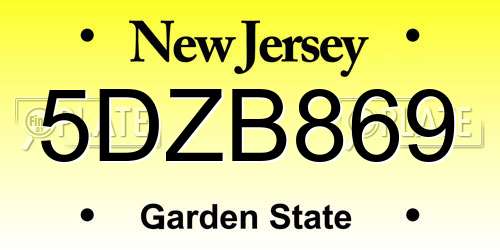 5DZB869 New Jersey License Plate