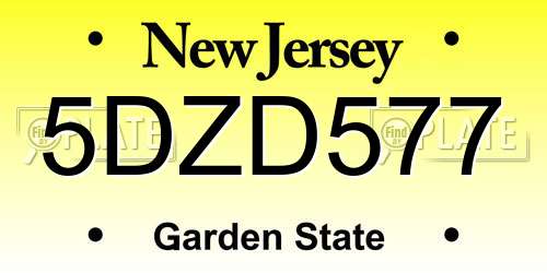 5DZD577 New Jersey License Plate