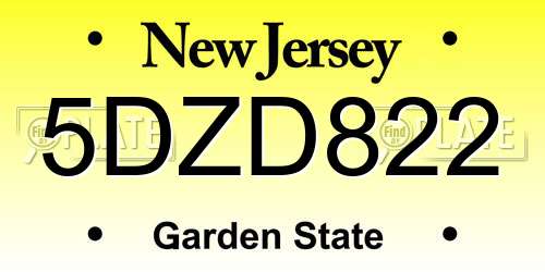 5DZD822 New Jersey License Plate