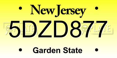 5DZD877 New Jersey License Plate