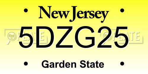 5DZG25 New Jersey License Plate
