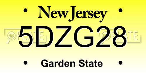 5DZG28 New Jersey License Plate