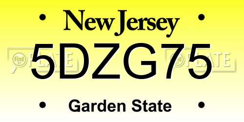 5DZG75 New Jersey License Plate