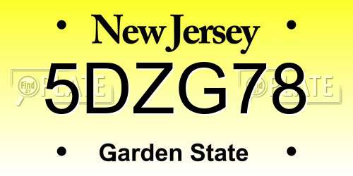 5DZG78 New Jersey License Plate