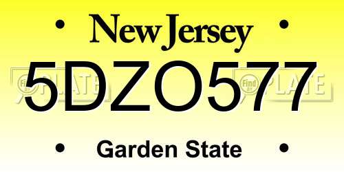 5DZO577 New Jersey License Plate