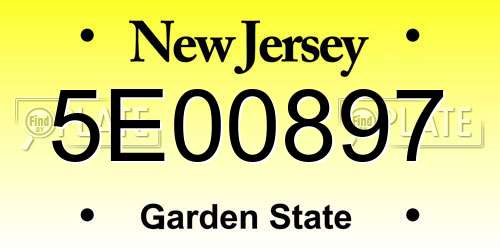 5E00897 New Jersey License Plate