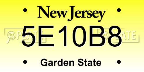 5E10B8 New Jersey License Plate