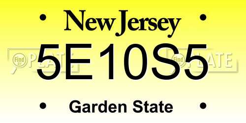 5E10S5 New Jersey License Plate