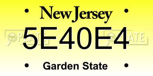 5E40E4 New Jersey License Plate