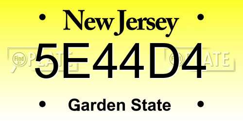 5E44D4 New Jersey License Plate