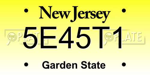 5E45T1 New Jersey License Plate
