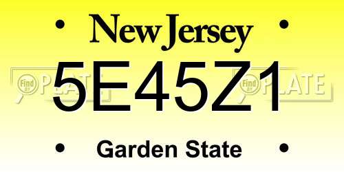 5E45Z1 New Jersey License Plate