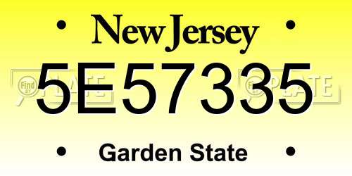 5E57335 New Jersey License Plate