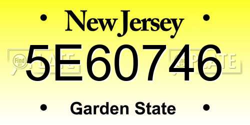 5E60746 New Jersey License Plate
