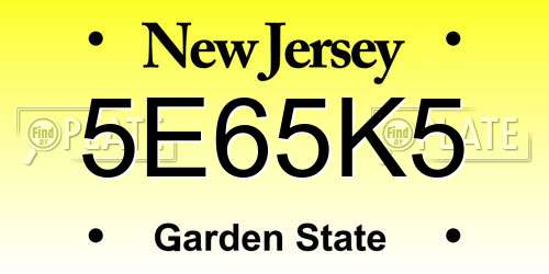 5E65K5 New Jersey License Plate