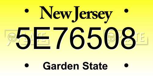 5E76508 New Jersey License Plate