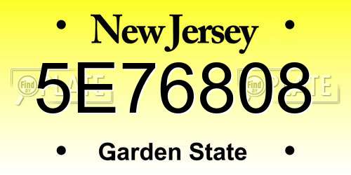 5E76808 New Jersey License Plate