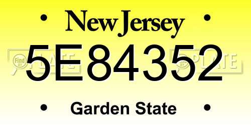 5E84352 New Jersey License Plate