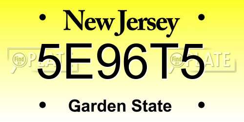 5E96T5 New Jersey License Plate