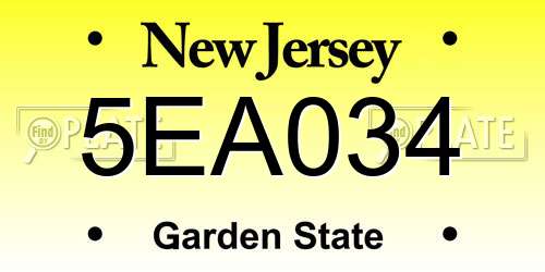 5EA034 New Jersey License Plate