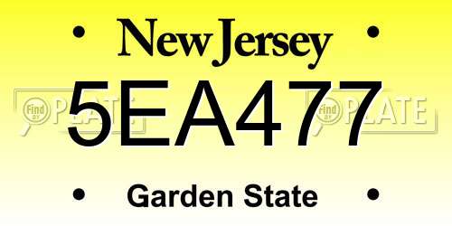 5EA477 New Jersey License Plate