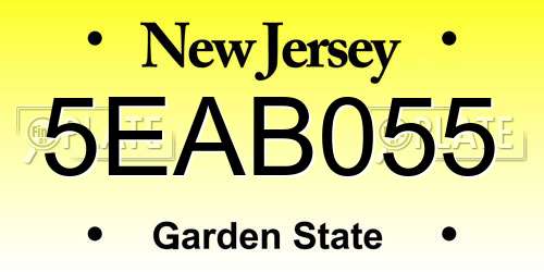 5EAB055 New Jersey License Plate