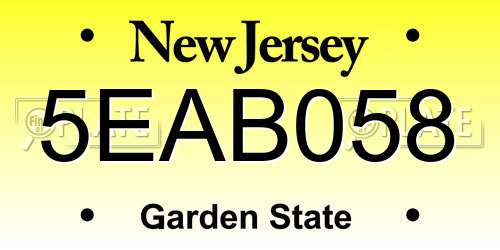 5EAB058 New Jersey License Plate