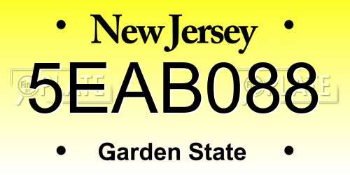 5EAB088 New Jersey License Plate