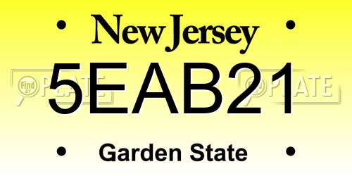 5EAB21 New Jersey License Plate