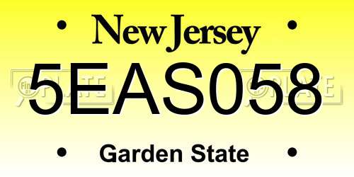 5EAS058 New Jersey License Plate