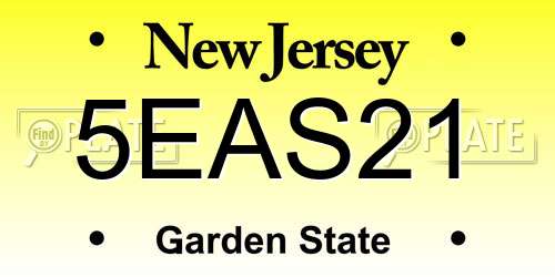 5EAS21 New Jersey License Plate