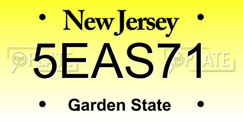 5EAS71 New Jersey License Plate