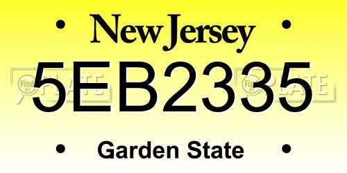 5EB2335 New Jersey License Plate