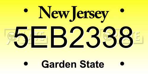 5EB2338 New Jersey License Plate