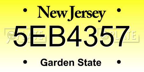 5EB4357 New Jersey License Plate