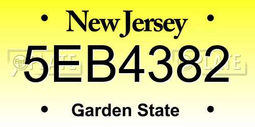5EB4382 New Jersey License Plate
