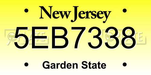 5EB7338 New Jersey License Plate
