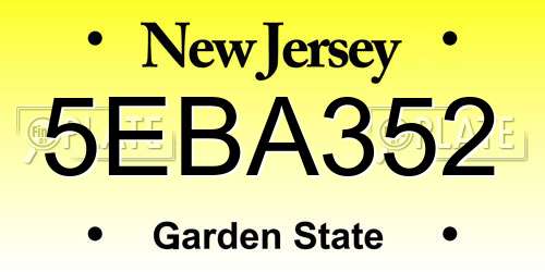 5EBA352 New Jersey License Plate